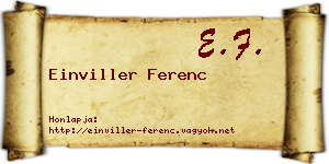 Einviller Ferenc névjegykártya